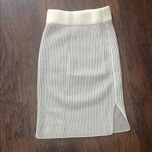 Polagram Striped Pencil Skirt in Cream and Gray
